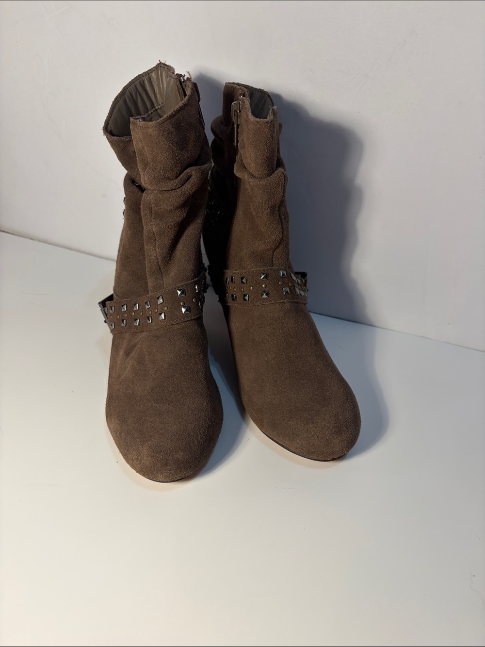 Naughty Monkey Studded Brown Suede leather Ankle Boots for Women Size 7